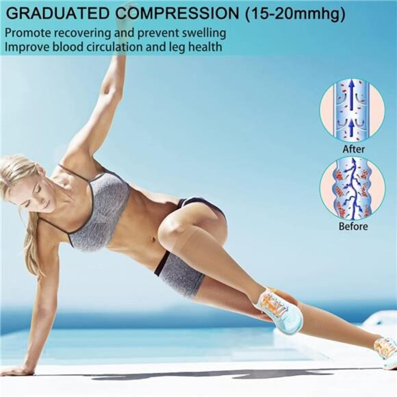 2 Pairs Zipper Compression Socks, 15-20 mmHg Closed Toe Compression - Picture 3 of 6